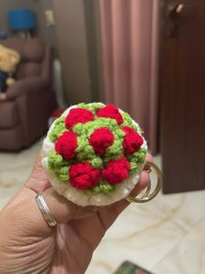 Crocheted Flower Bouquet Keychain