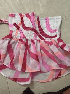 Stunning Pink Striped Strapless Top