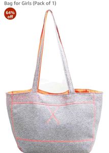 Gray Tote Bag with Orange Trim
