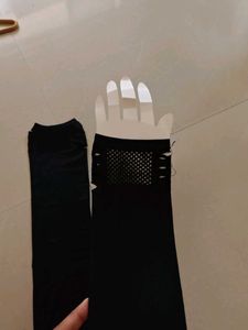 Black Arm Sleeves with Cutouts