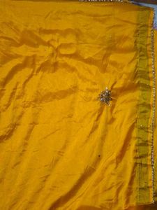 Yellow Embroidered Silk Saree