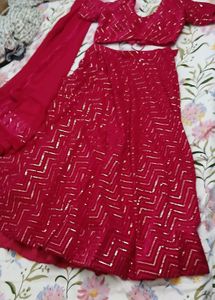 Stunning Rani Pink Sequined Lehenga - L/XL