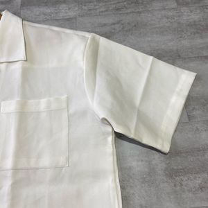 Men's Cream Short Sleeve Camp Collar Shirt