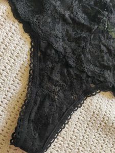honeydew Black Lace Thong Panty