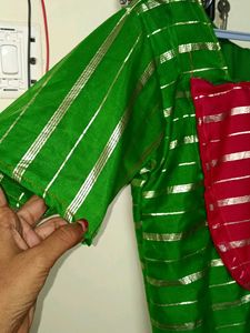 Green &amp; Pink Striped Kurta