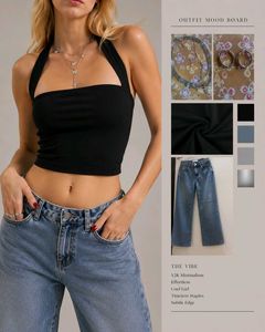Halter Neck Top And Y2k Jeans Combo