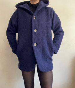 Navy Blue Hooded Coat
