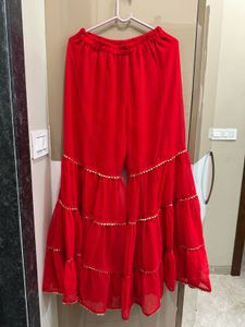 Elegant Red Kurta and sharara with Gold Print