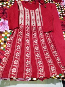 Women Woolen Frock Set With Legging