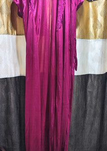 Premium 6-Piece Wine Satin Nightwear Set - Super S
