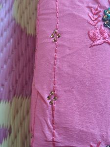 Embroidered Pink Kurta Fabric