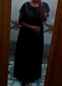 Black &amp; Golden Striped Maxi Dress