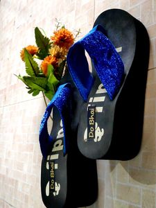 All New Blue Glitter Heeled FlipFlop