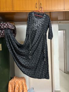 Ink Black Anarkali flare Kurta Dress / Gown
