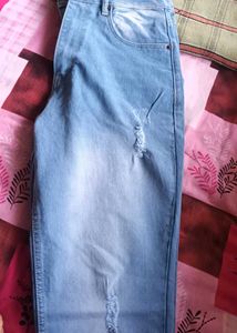 Light Wash Distressed Straight Leg Jeans