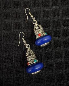 Navratri Blue Beaded Ethnic Danglers