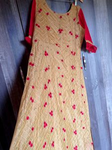Elegant Beige Floral Ethnic Gown
