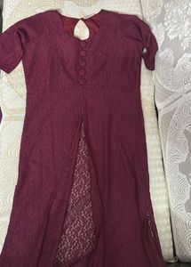 Maroon Lace Ethnic Gown