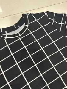 Black &amp; White Grid Print T-Shirt