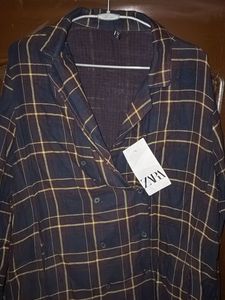 Zara Plaid Longline Overshirt