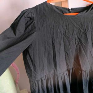 Elegant Black Tiered Midi Dress