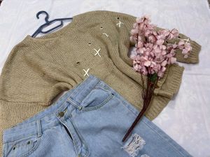 Knit Sweater with unique cross stitch detail