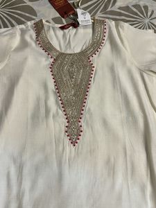 Elegant Cream &amp; Pink Kurta Set