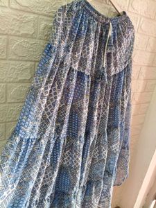 Bohemian Blue Print Tiered Skirt