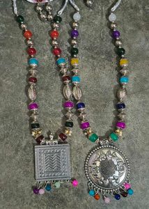 🌺 Title: Navratri Special Oxidised Silver Multico