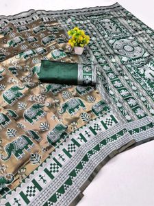 Elegant Elephant Print Saree
