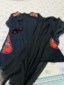 Embroidered Black Kurta Set