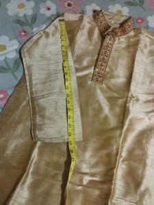 Golden Colour Kurta Pyjama Set For Boys