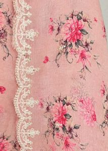 Floral Print Kurta with Lace and dupatta