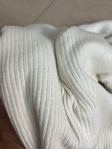 Cream Ribbed Long Sleeve Top