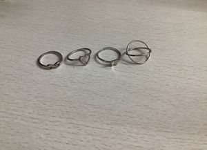 Set of 4 Silver Cute Rings