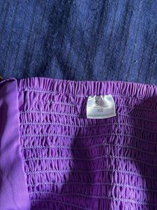 Purple Square Neck Crop Blouse