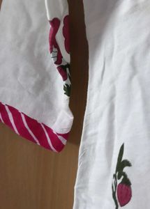 White Kurta with pink Floral Print🌸