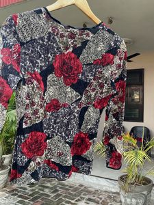 Sheer Floral Print Long Sleeve Top