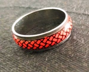 Chic Red &amp; Silver Women Band Ring