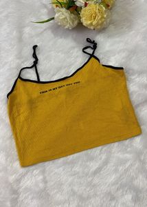 Yellow Ribbed Crop Top
