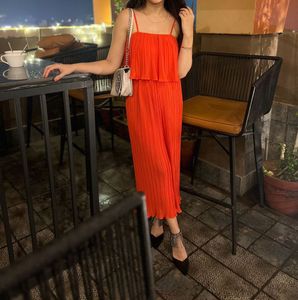 Orange Pleated Jumpsuit