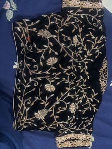 Black Velvet Embroidered Blouse