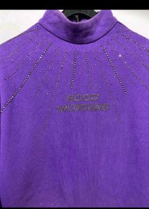Purple Cropped Sweatshirt with Rhinestones