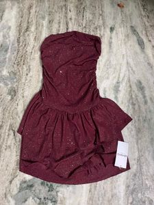 Sparkly Strapless Tiered Mini Dress