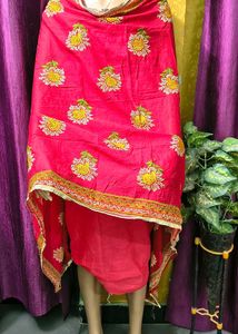 Elegant full Embroidered Red Dupatta