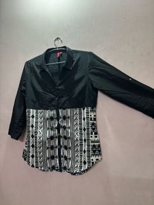 Fame Forever Black &amp; White Printed Shirt