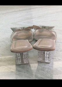 Sparkling Bow Clear Block Heels