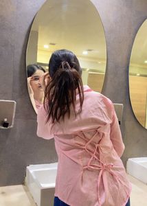 Pink Striped Button-Up Shirt