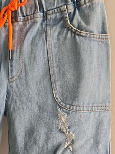Distressed Light Wash Cargo Jeans