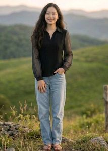 Elegant Sheer Sleeve Black Top
